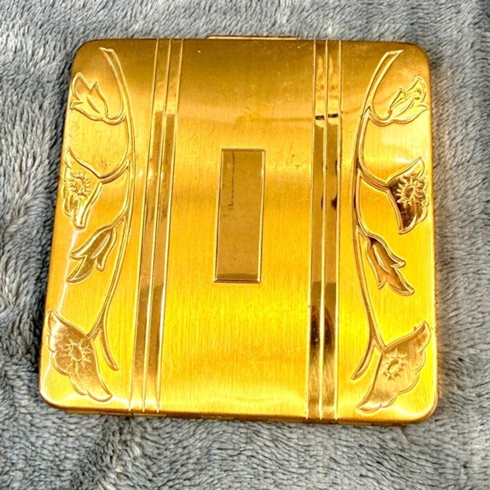 Vintage 1950s Ritz Makeup Compact Mirror Powder Vanity Accessory Decor 3x3